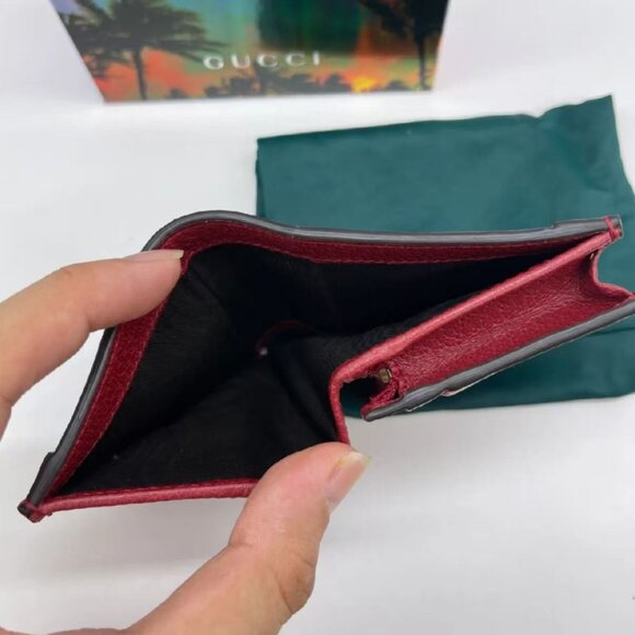 NIB Authentic Gucci Ophidia GG Card Case Floral Stripe Mini Wallet - Picture 3 of 6